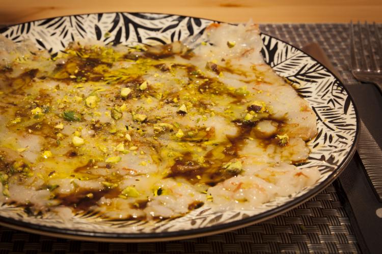 Carpaccio de gambas Pide por esa Boquita